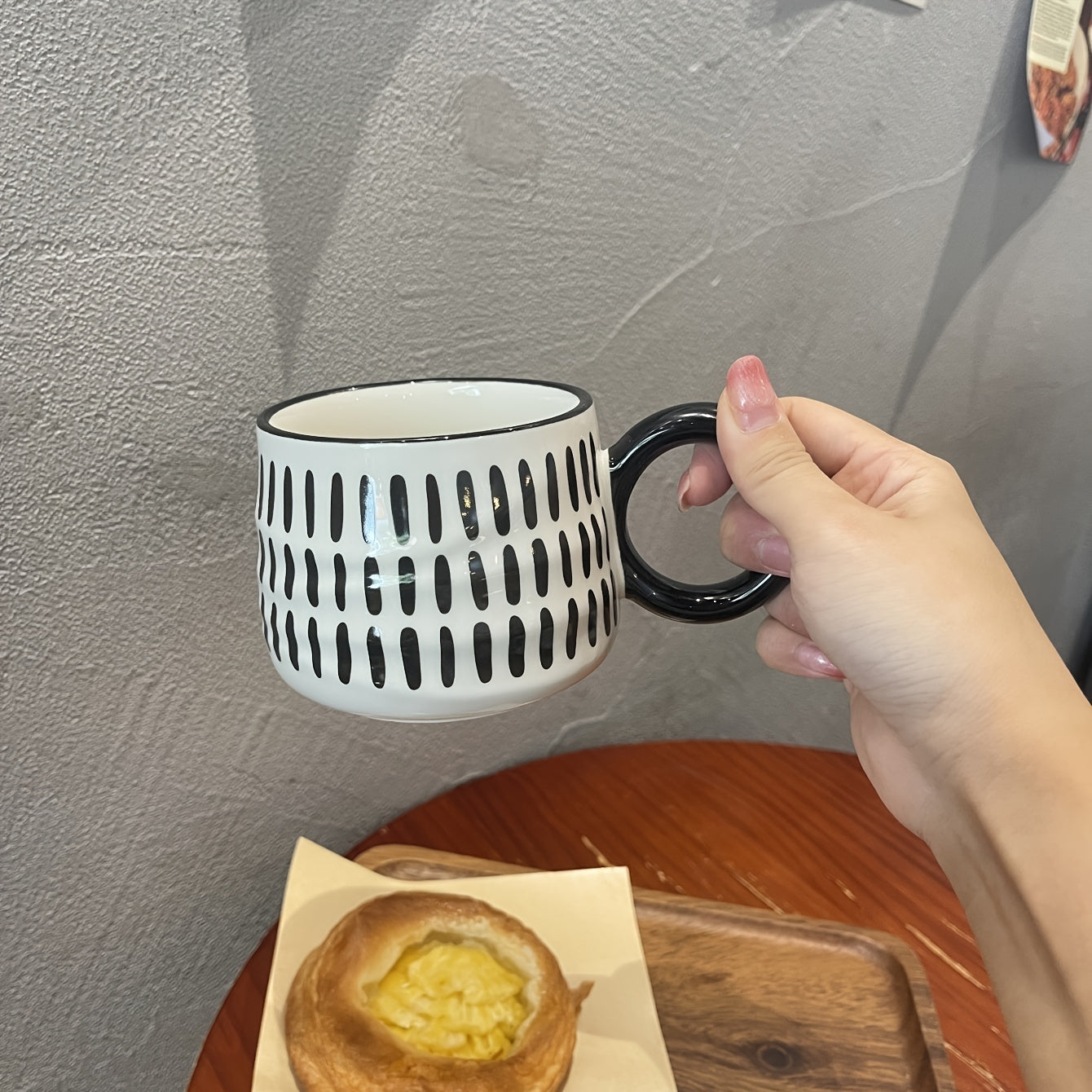 Vintage Black & White Ceramic Coffee Mug