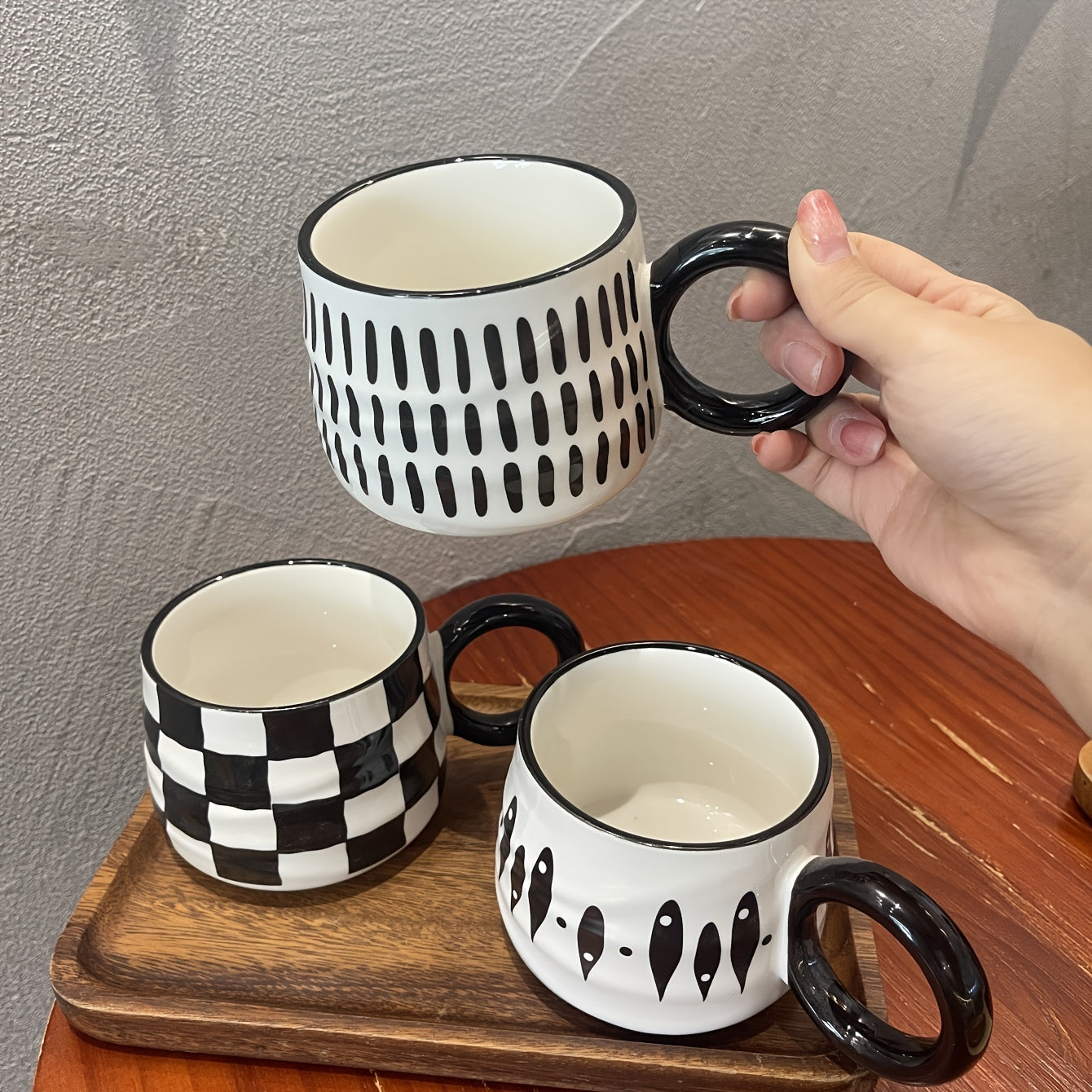 Vintage Black & White Ceramic Coffee Mug