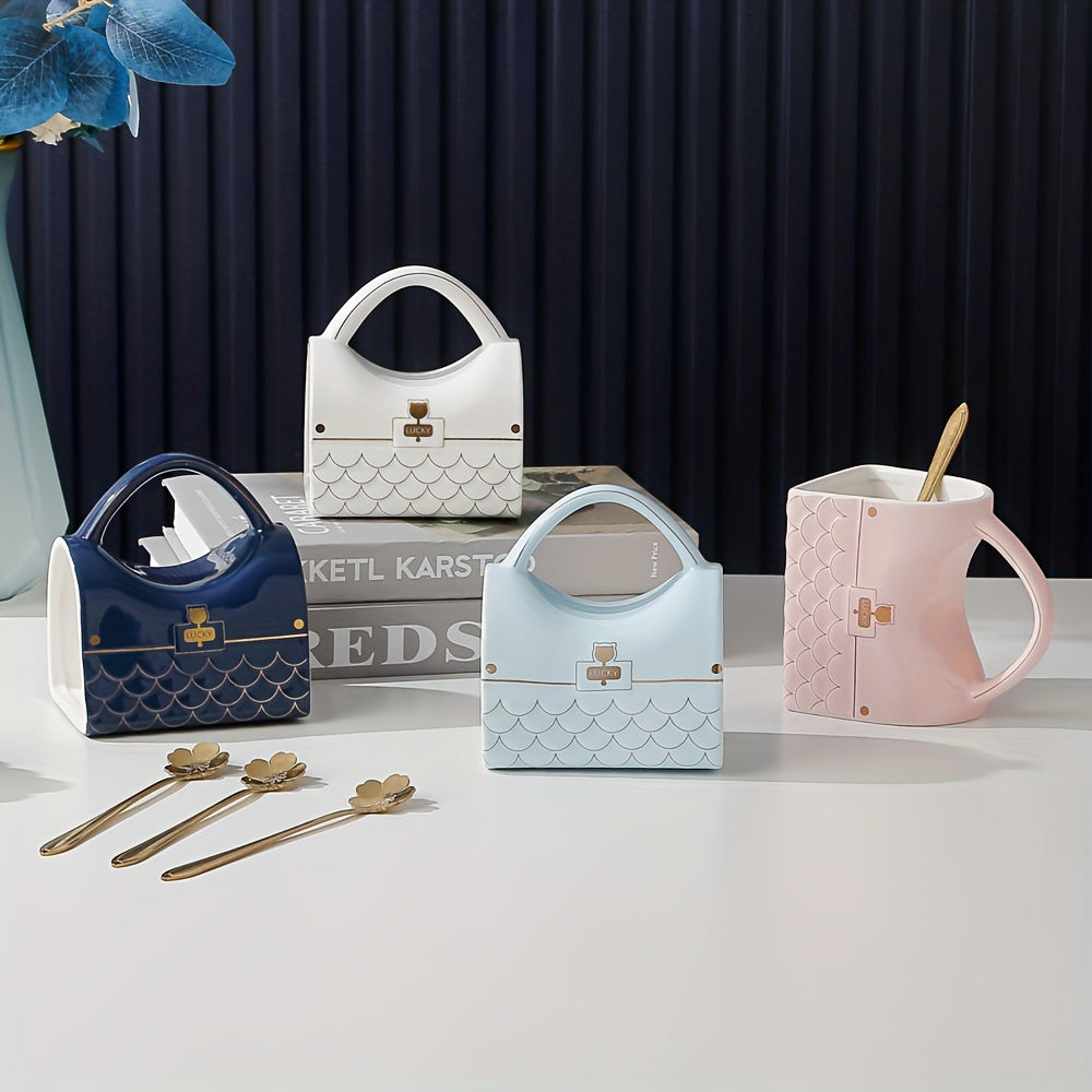 Handbag Ceramic Mug with Spoon