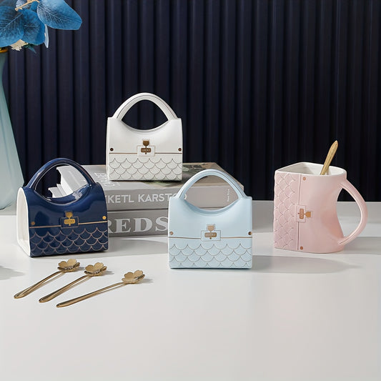 Handbag Ceramic Mug with Spoon