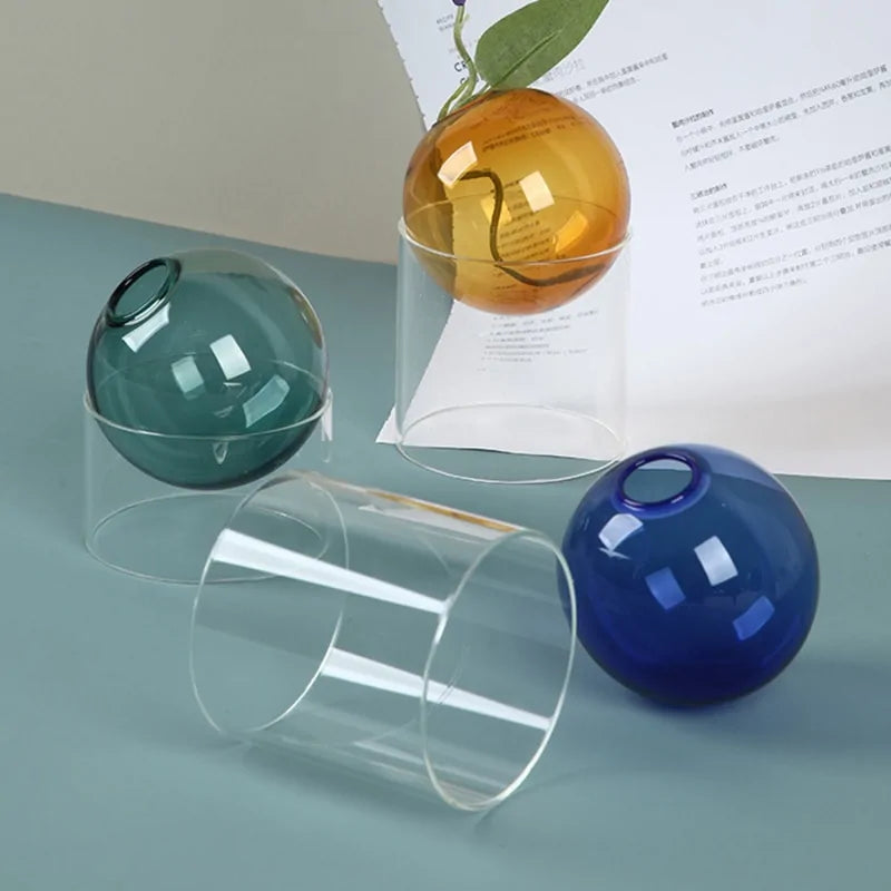 Colored Glass Orb Hydroponic Vase