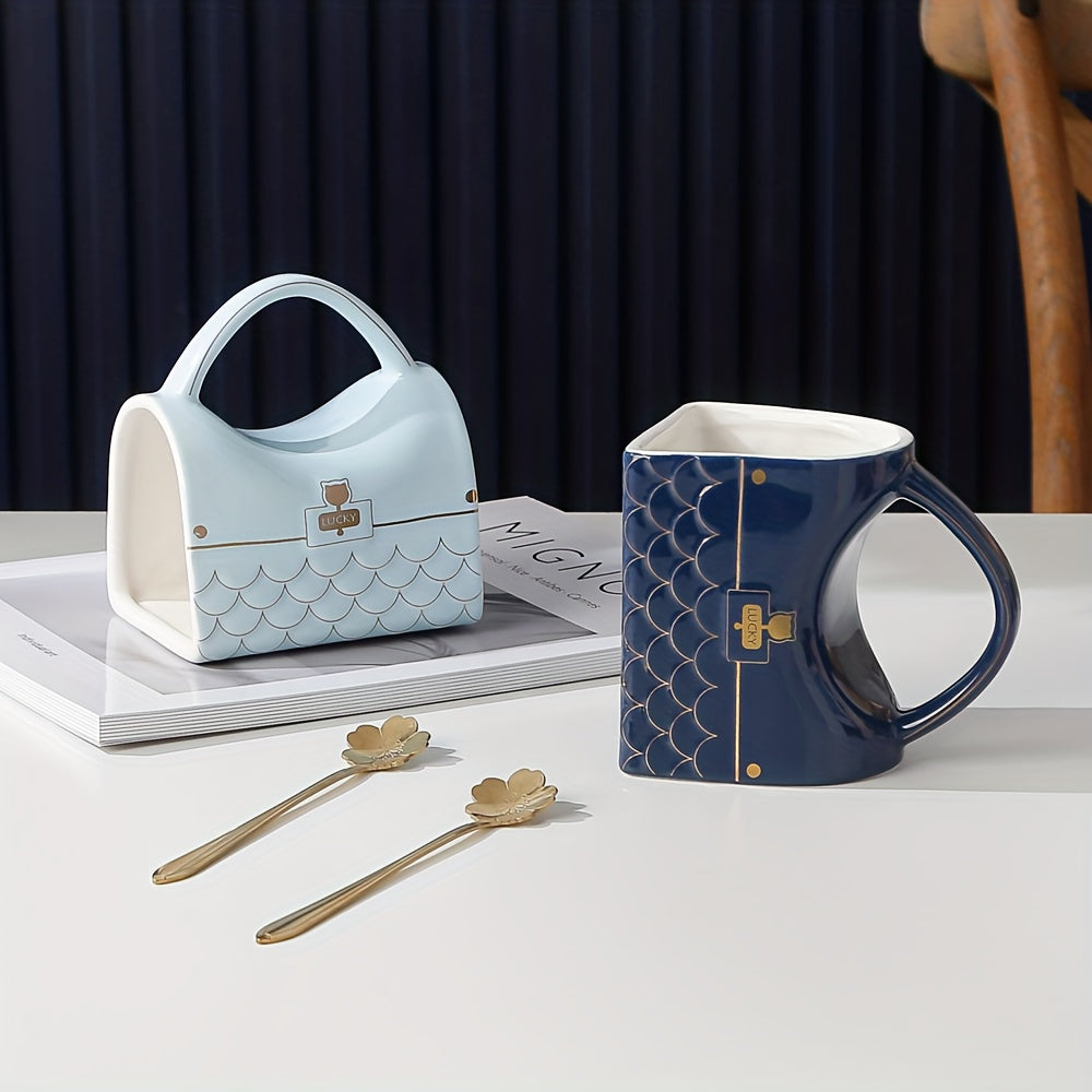 Handbag Ceramic Mug with Spoon