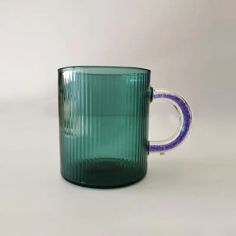 Vertical Pattern Colored Glass Cup