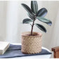 Retro Woven Bamboo-Style Cement Planter