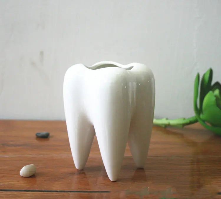 Tooth-Shaped Ceramic Planter Pot