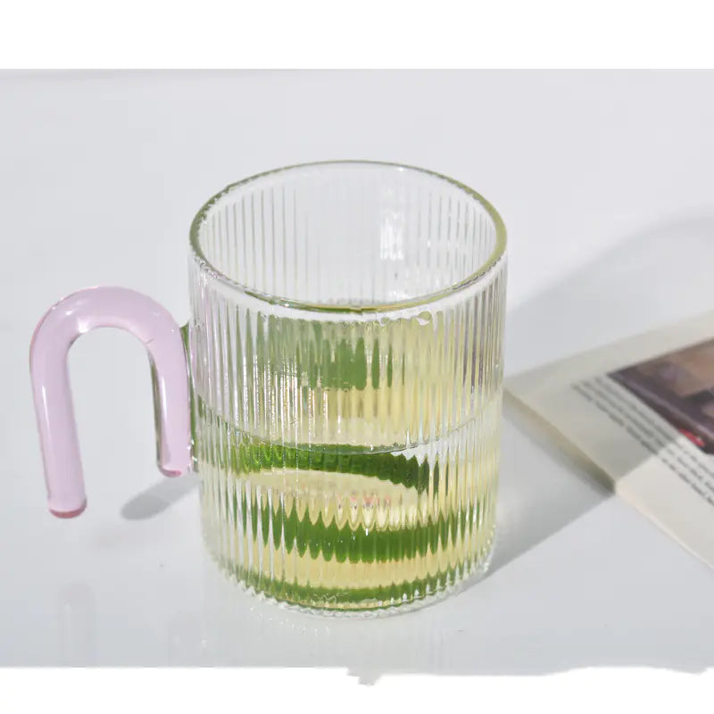 Vertical Pattern Colored Glass Cup