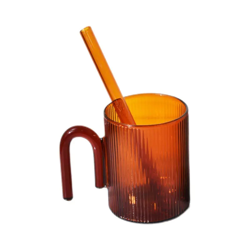 Vertical Pattern Colored Glass Cup