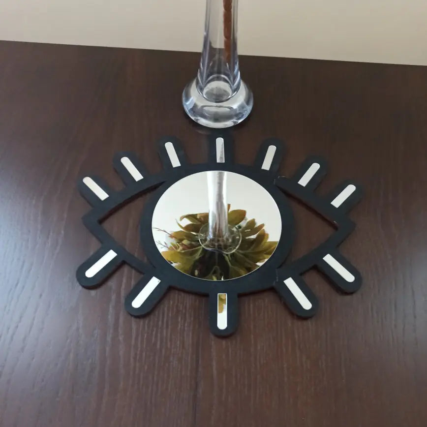 Wooden Eye-Shaped Wall Mirror