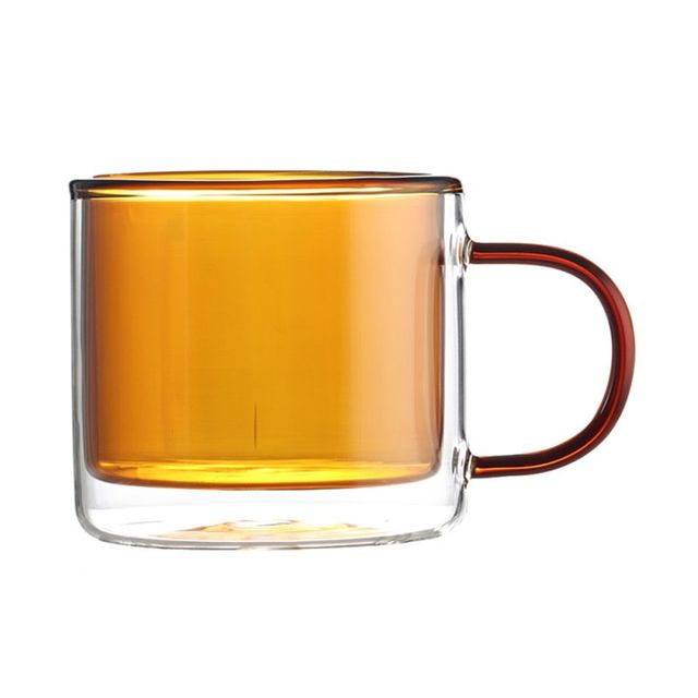 Double Wall Glass Colorful Mug