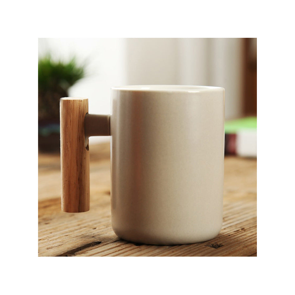 Solid Wooden Handle Mug