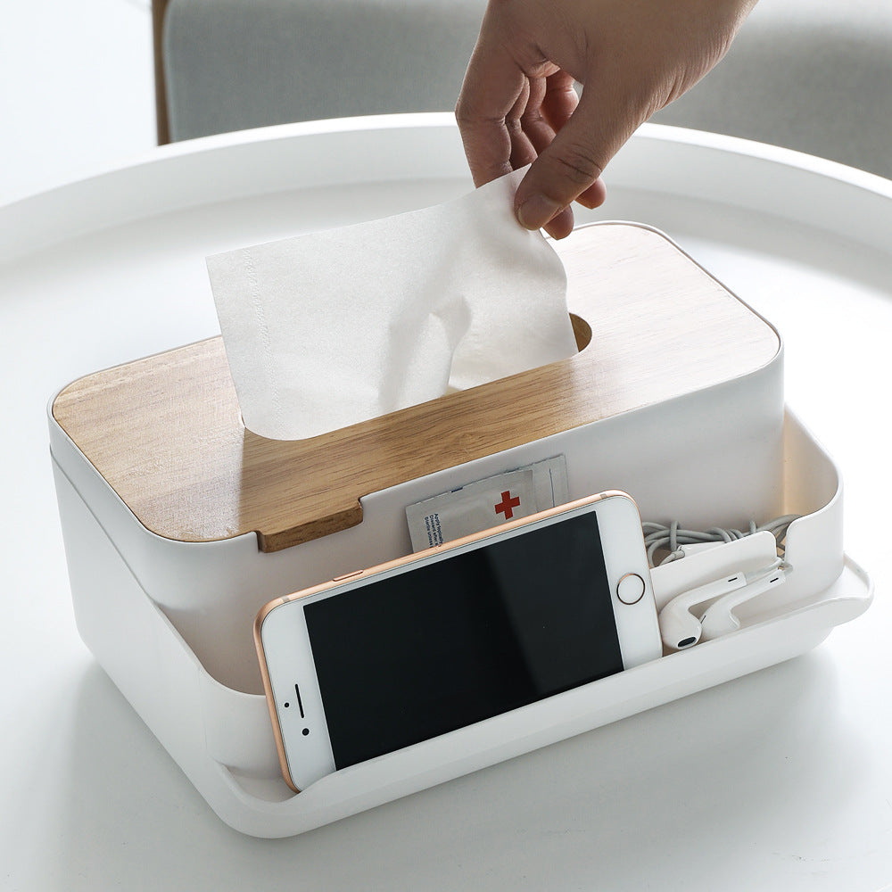 Wooden Lid Tissue and Storage Box