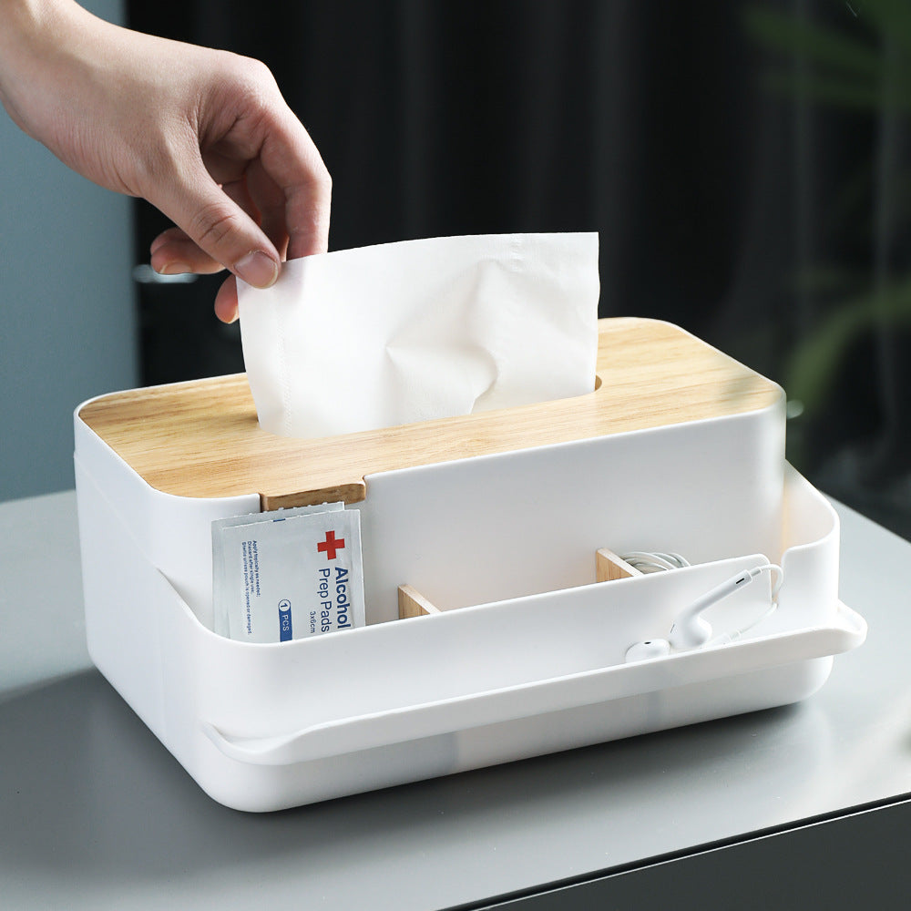 Wooden Lid Tissue and Storage Box