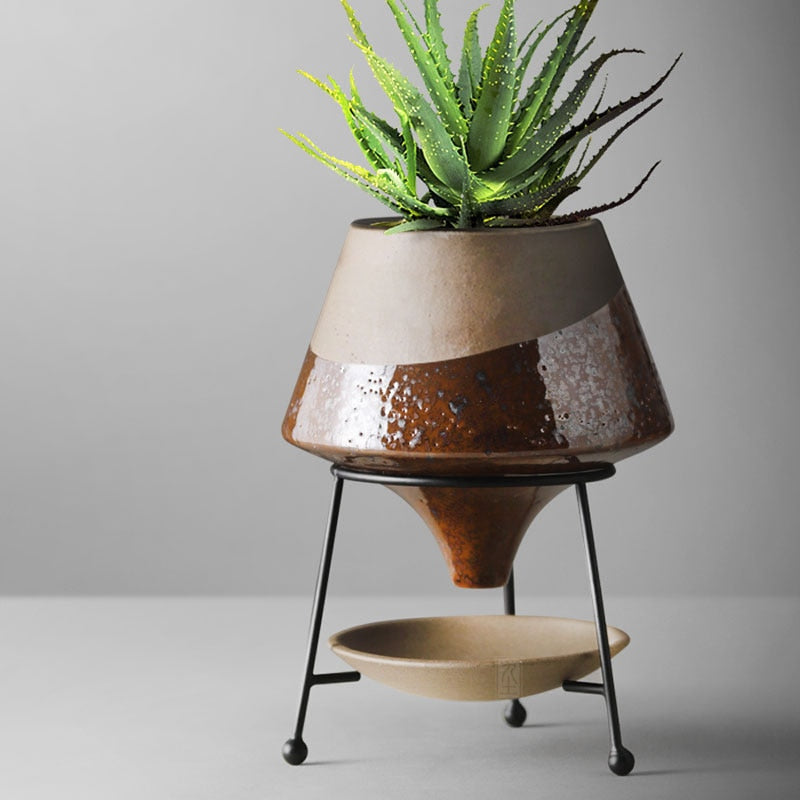 Modern Ceramic Plant Pot with Stand