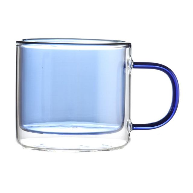 Double Wall Glass Colorful Mug