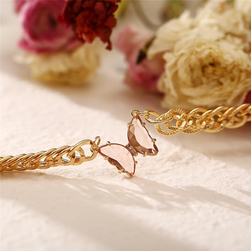 Pink Acrylic Butterfly Chain Necklace