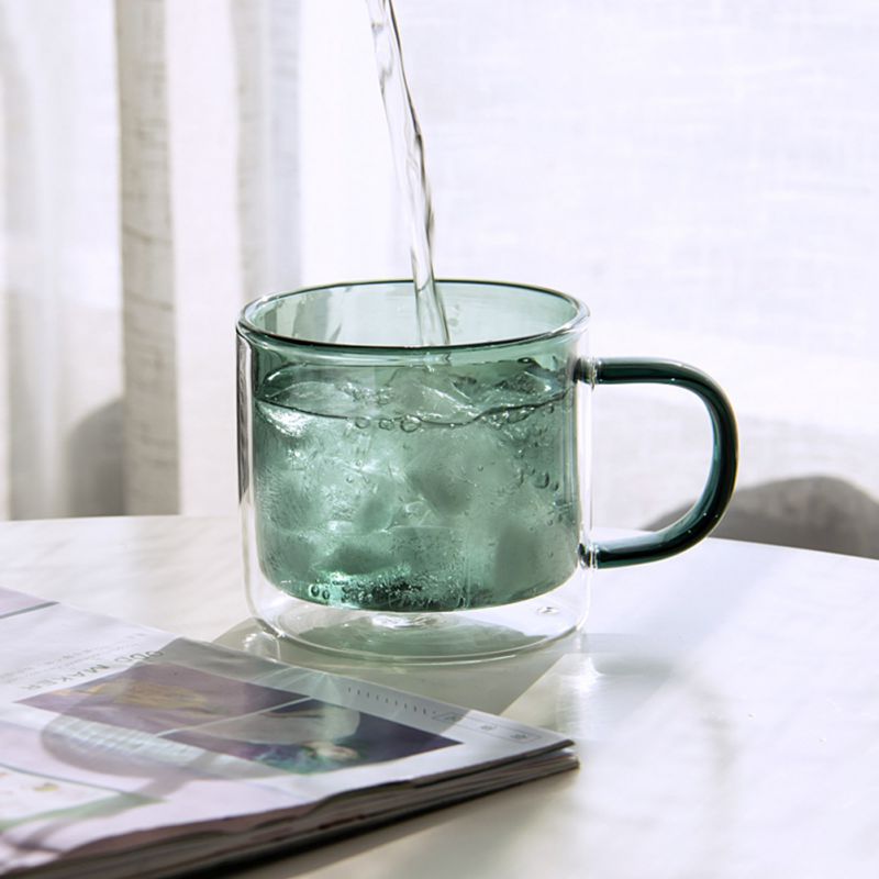 Double Wall Glass Colorful Mug