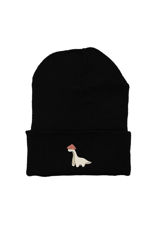 Yellow Baby Dino with Mushroom Hat Embroidered Beanie