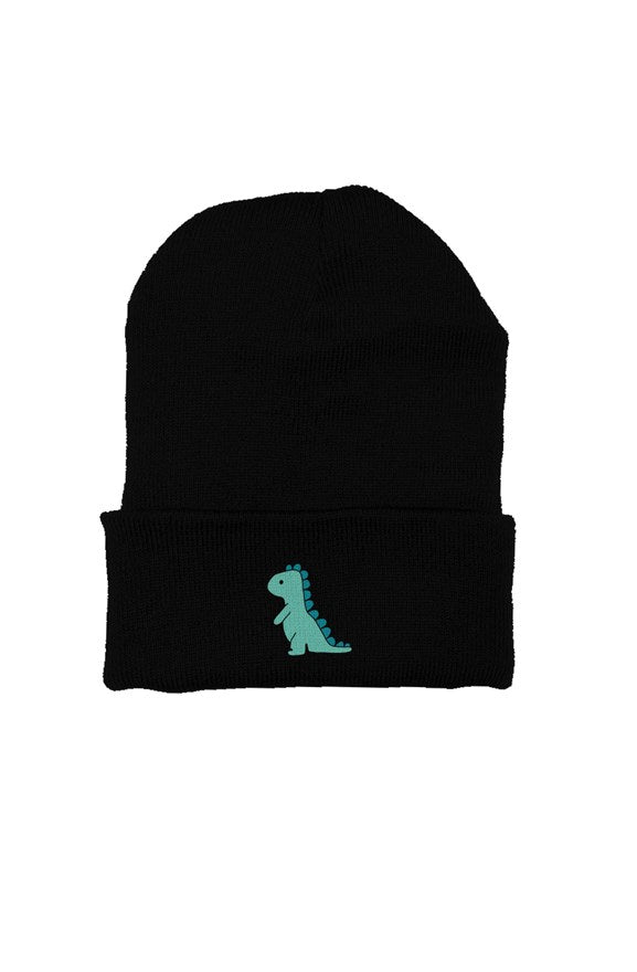 Teal Baby Dino Embroidered Beanie