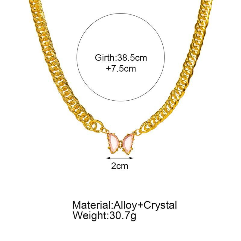 Pink Acrylic Butterfly Chain Necklace