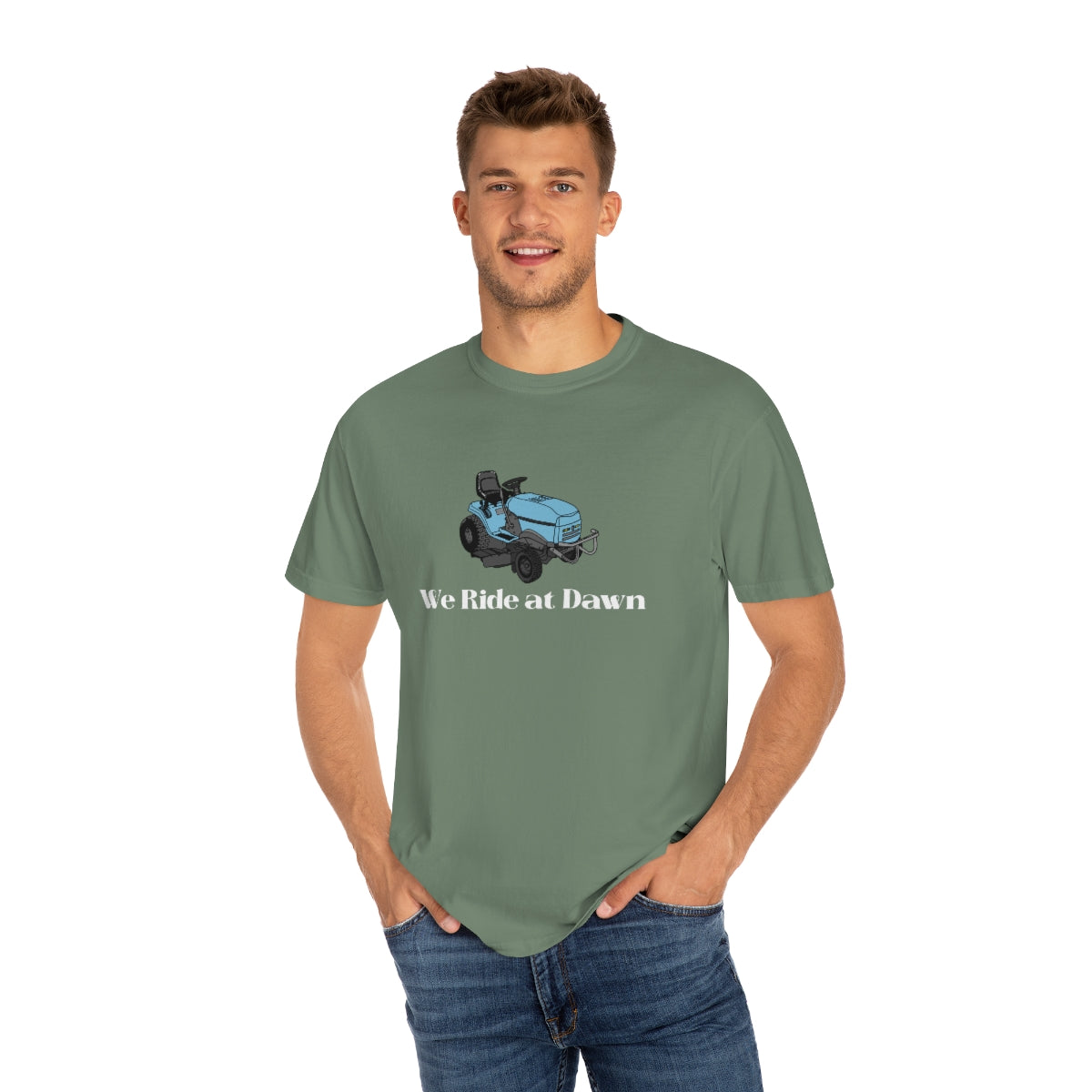 We Ride at Dawn Lawnmower Comfort Colors T-shirt