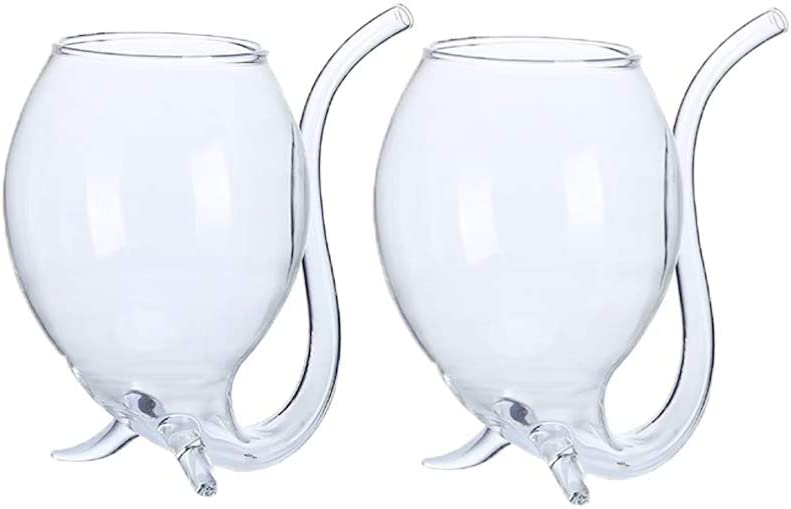 Glass Transparent Cup Mug With Built in Straw