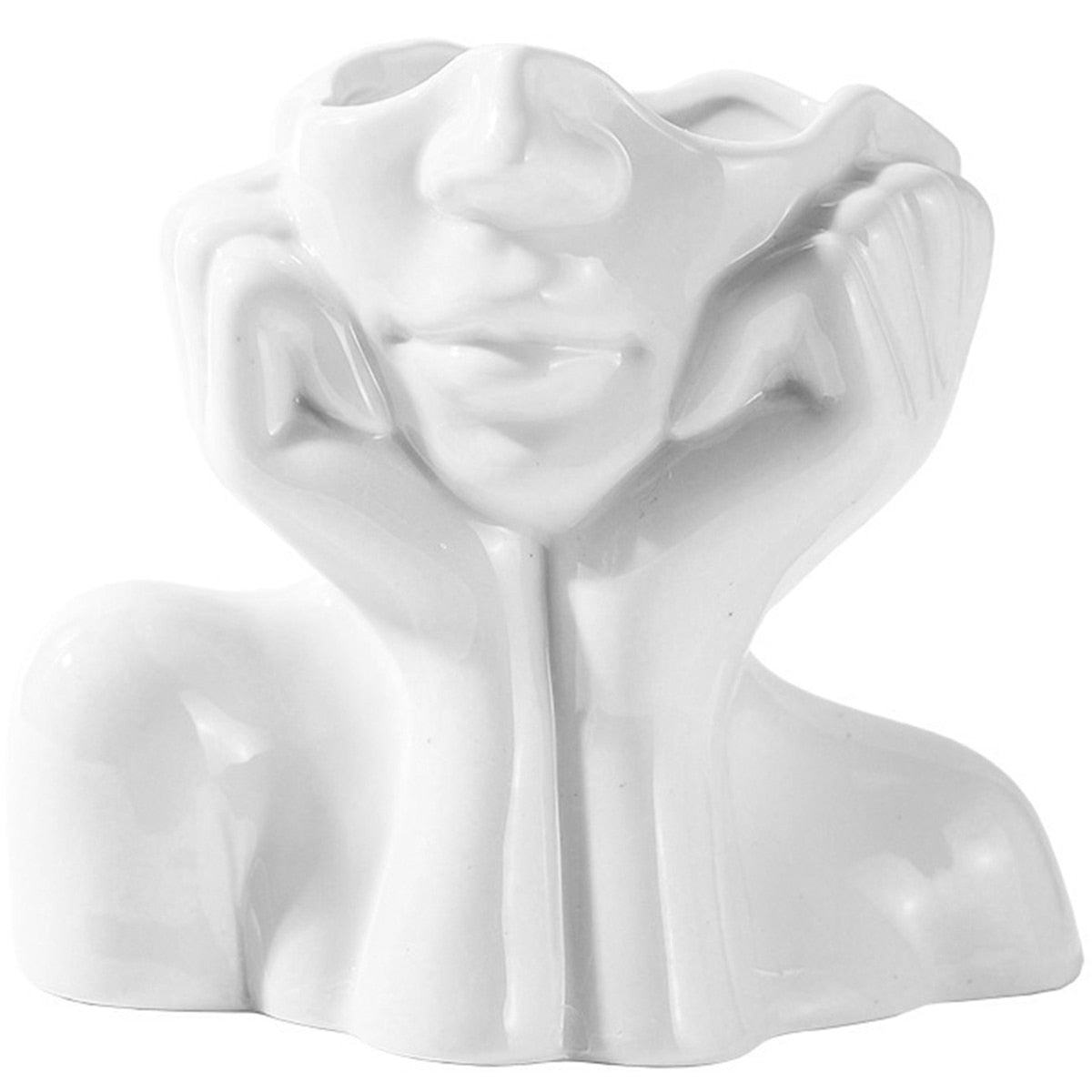Female Face Sculpture Ceramic Planter