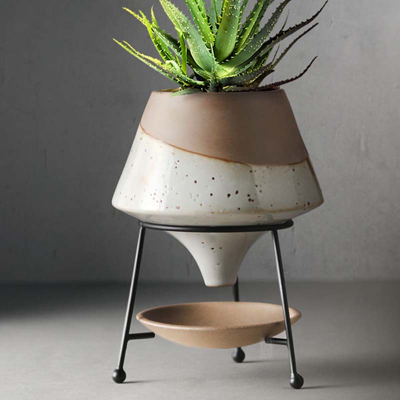 Modern Ceramic Plant Pot with Stand
