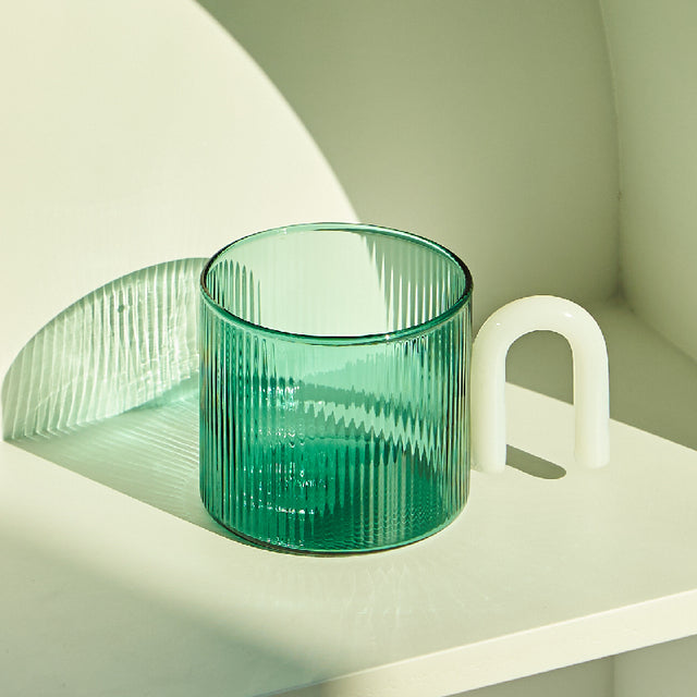 Colorful Handle Ripple Glass Mug