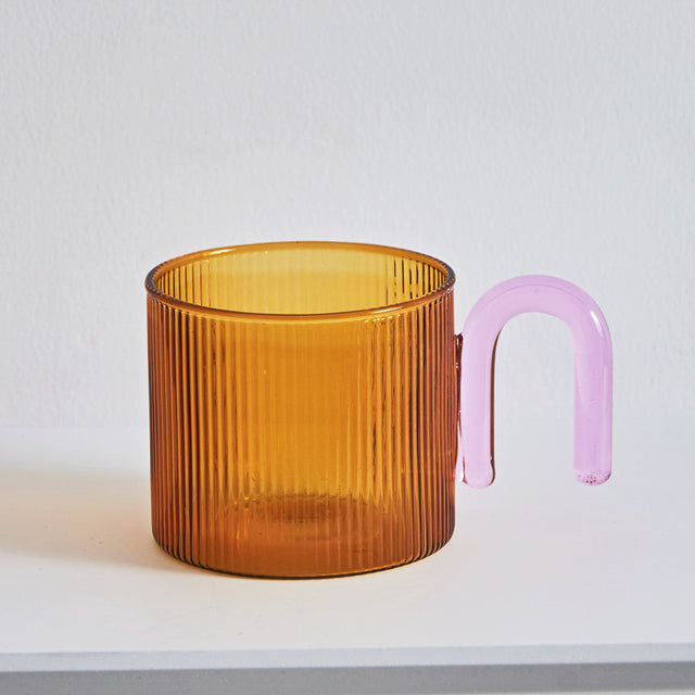 Colorful Handle Ripple Glass Mug