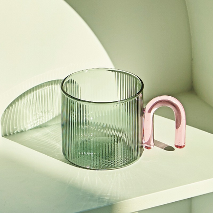 Colorful Handle Ripple Glass Mug