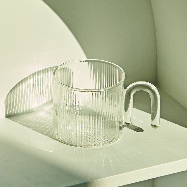Colorful Handle Ripple Glass Mug