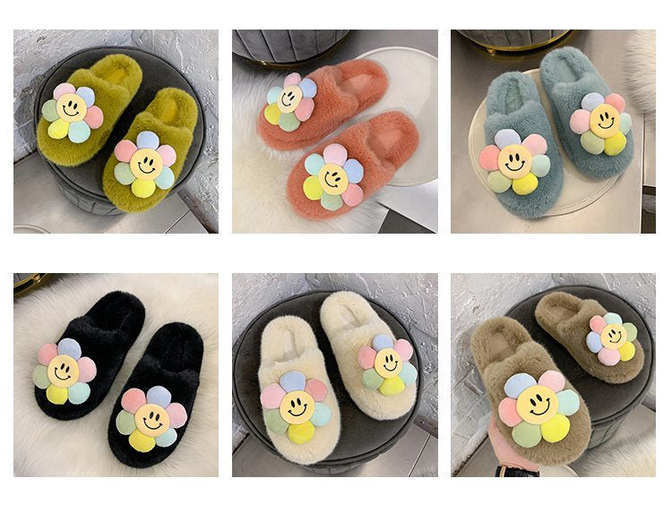 Fluffy Sunflower Slippers