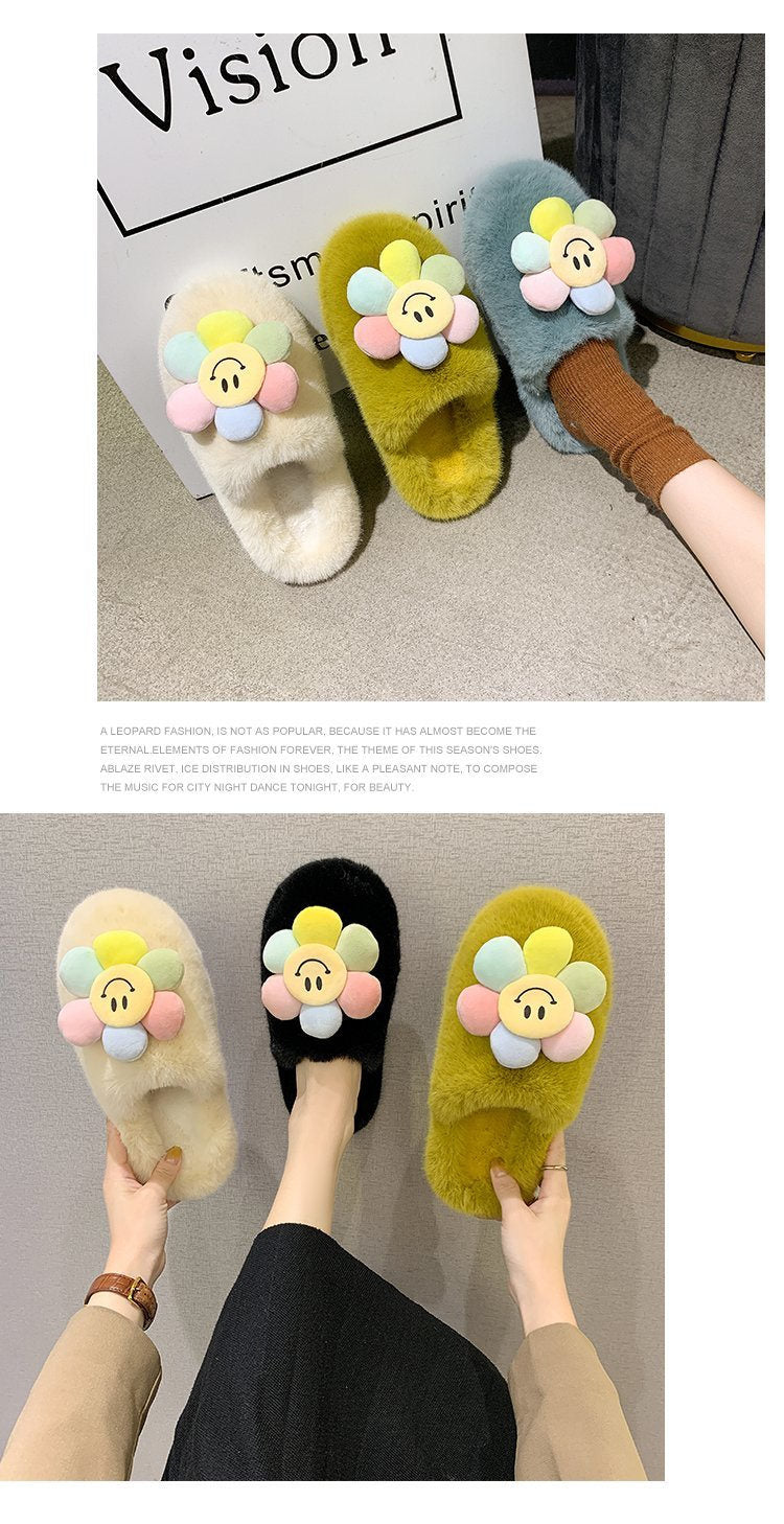 Fluffy Sunflower Slippers