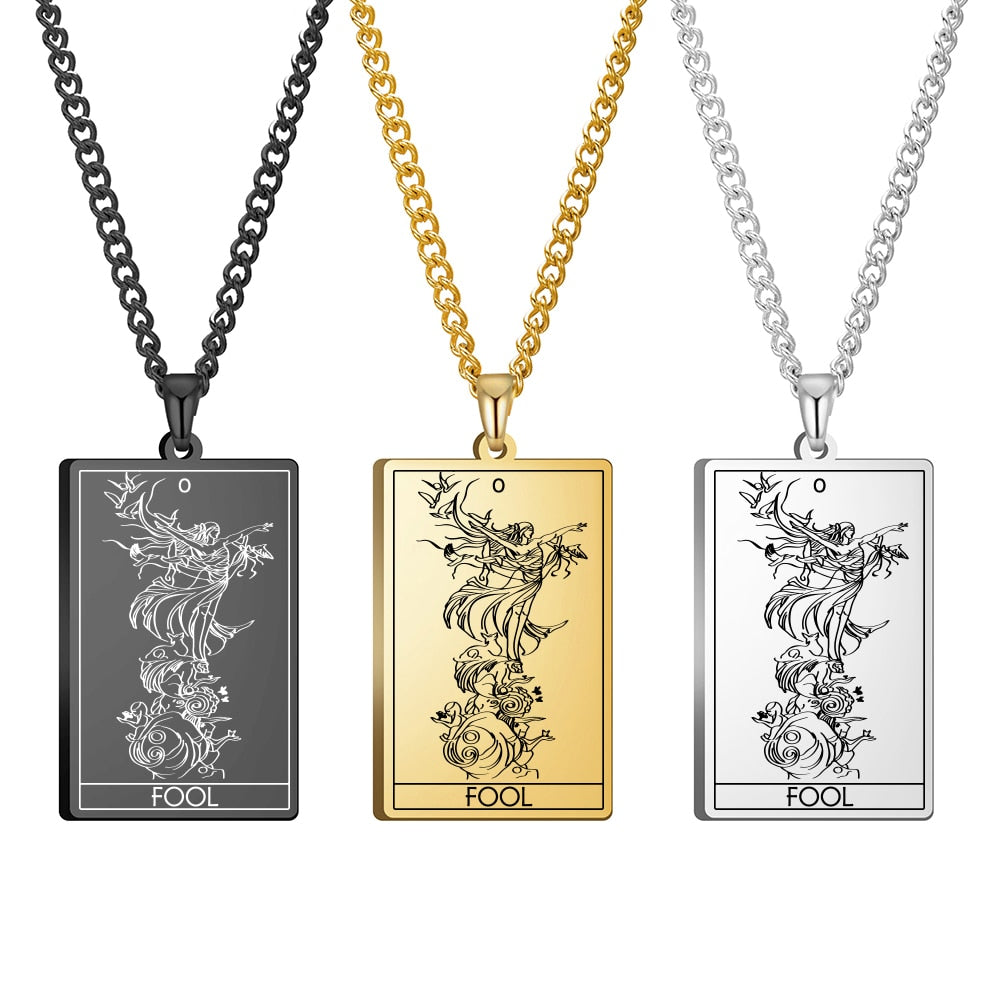 Gold Link Chain Tarot Card Necklace