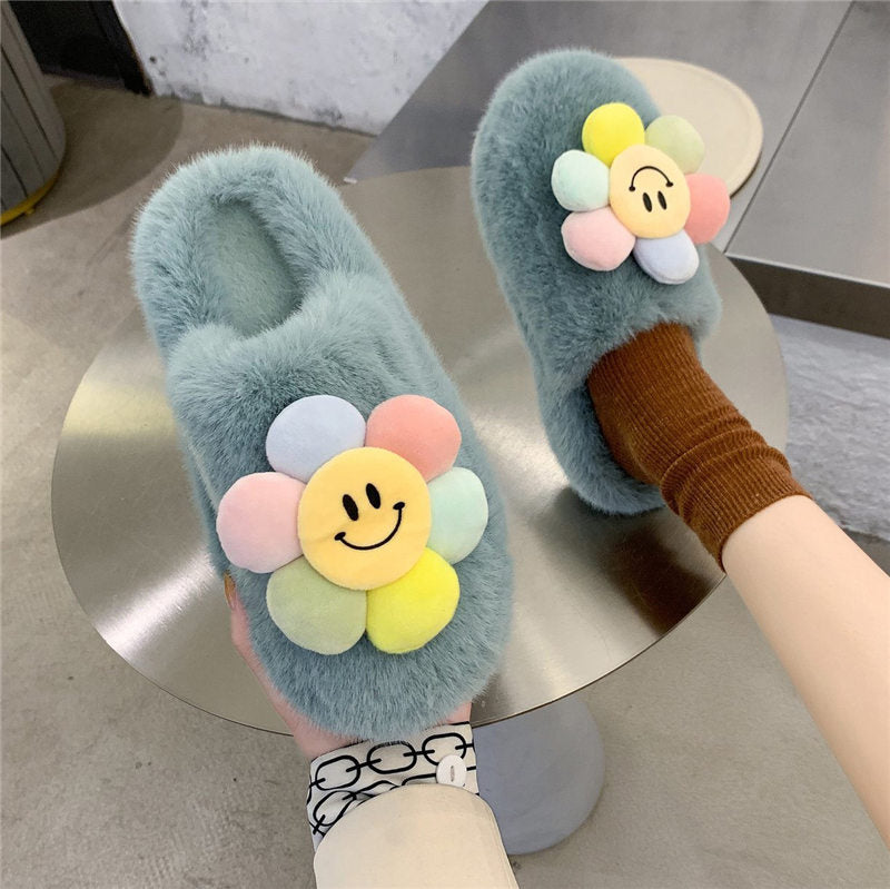 Fluffy Sunflower Slippers