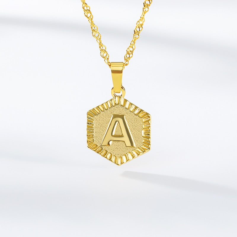 A-Z Hexagon Initial Necklace