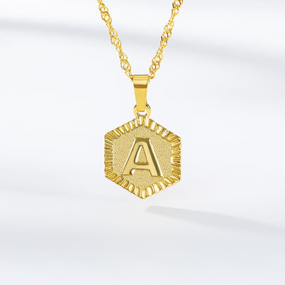 A-Z Hexagon Initial Necklace