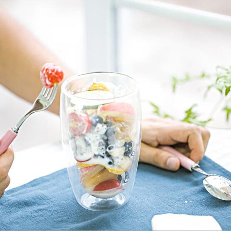 Double Wall Glass Cup With Double Bottom