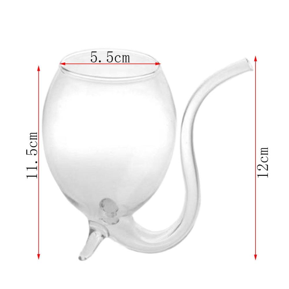 Glass Transparent Cup Mug With Built in Straw