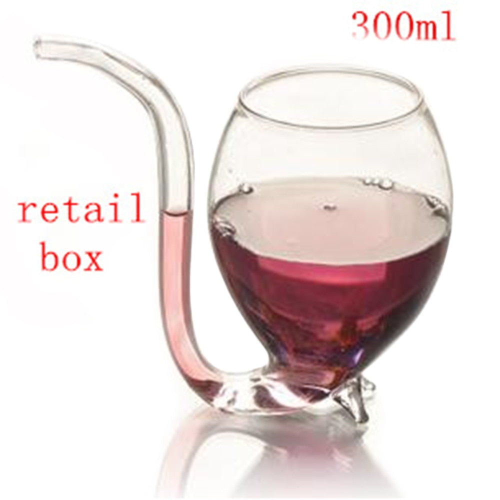 Glass Transparent Cup Mug With Built in Straw