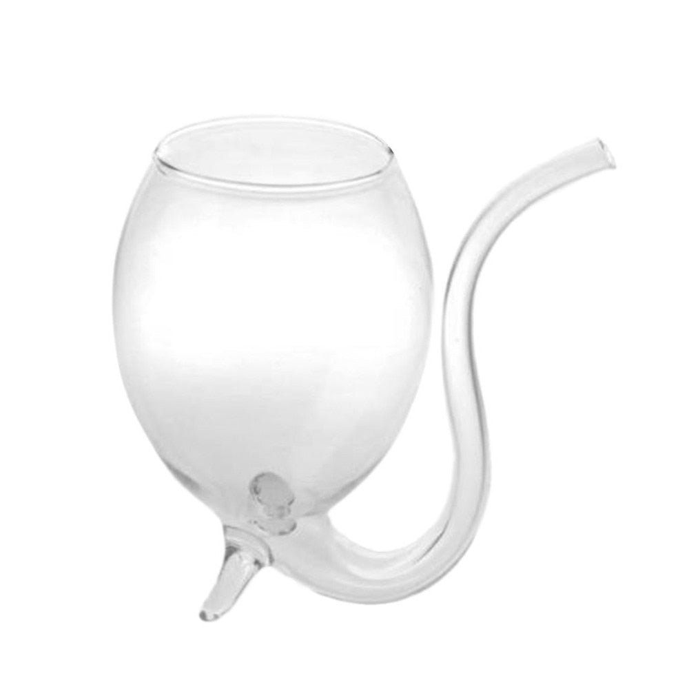 Glass Transparent Cup Mug With Built in Straw