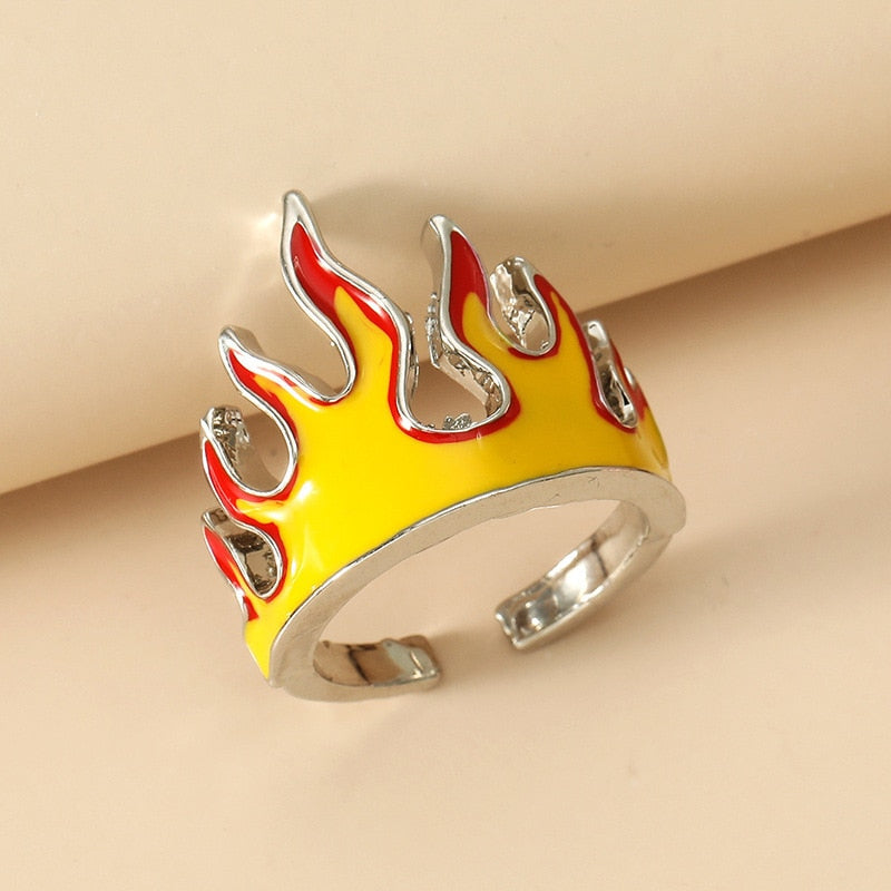 Silver Flame Open Back Ring