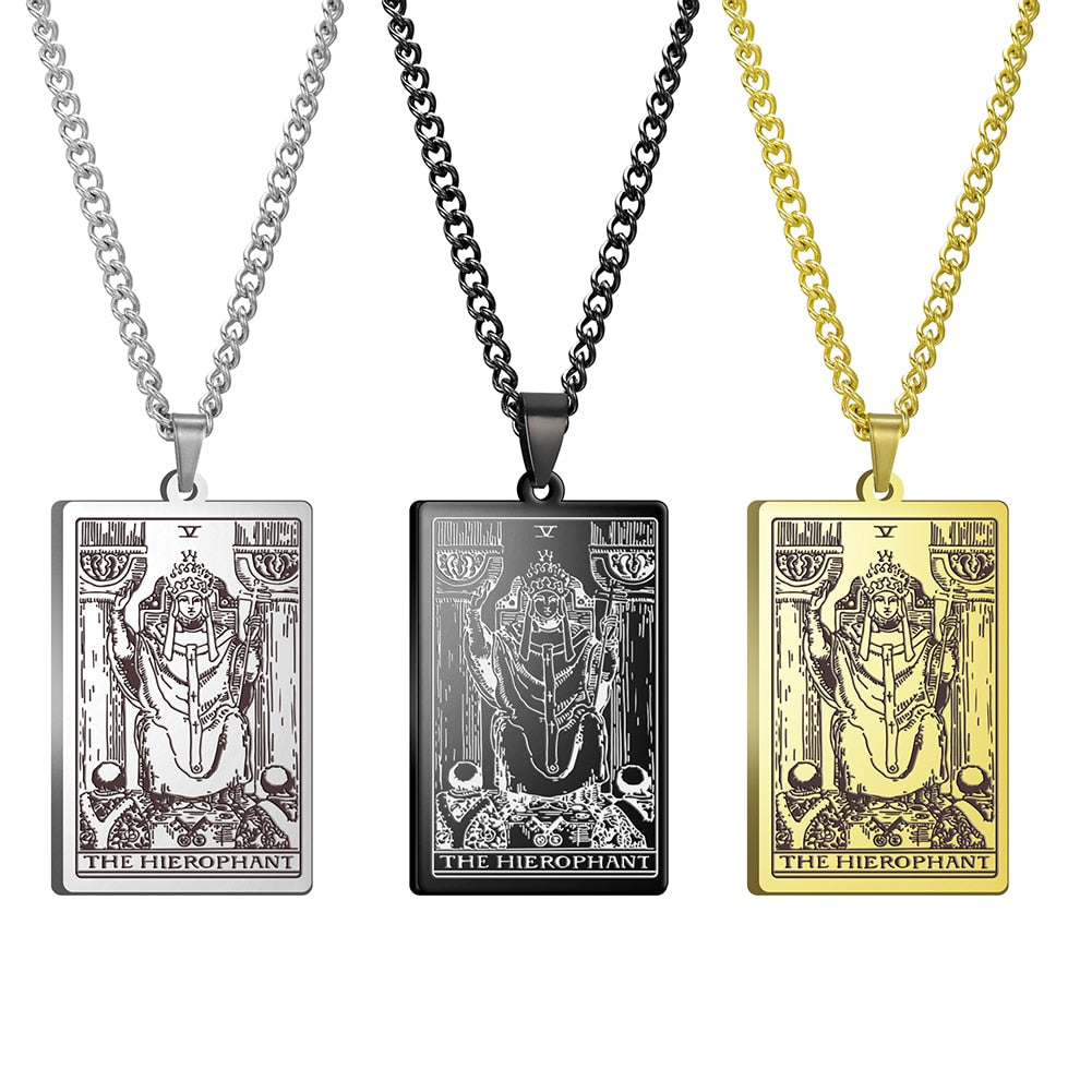 Black Link Chain Tarot Card Necklace