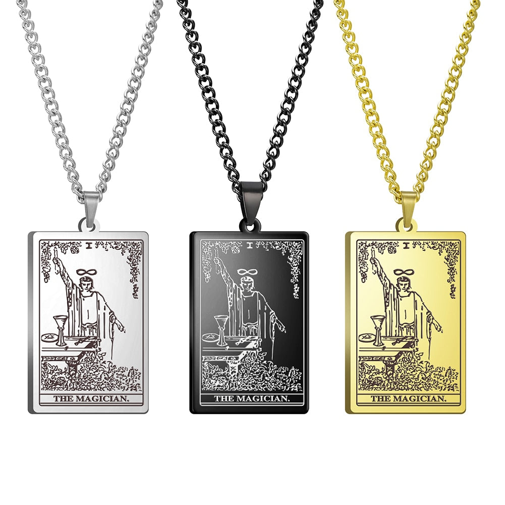 Gold Link Chain Tarot Card Necklace