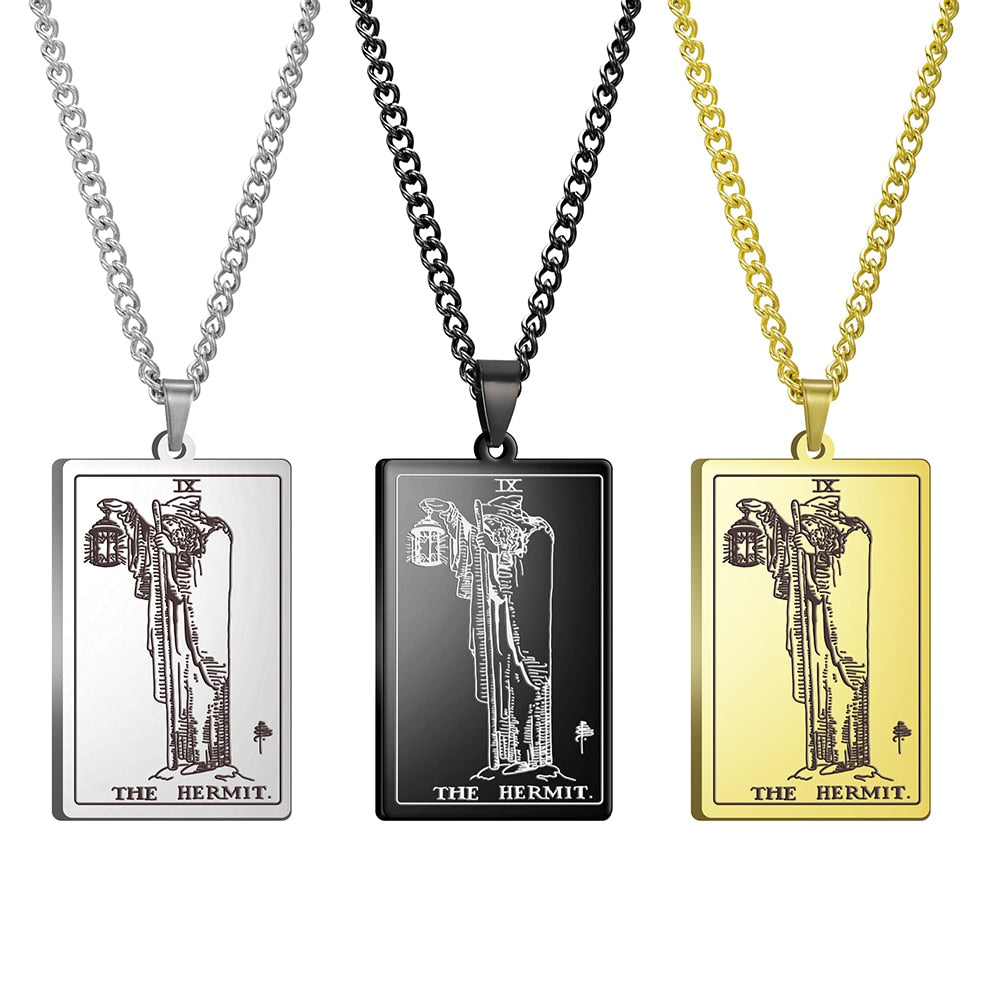 Silver Link Chain Tarot Card Necklace