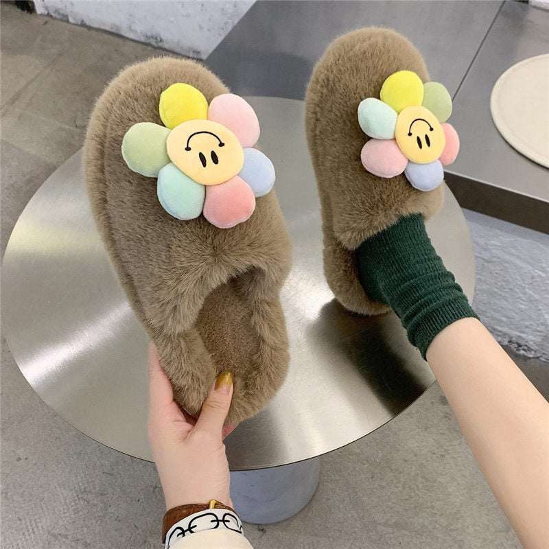 Fluffy Sunflower Slippers