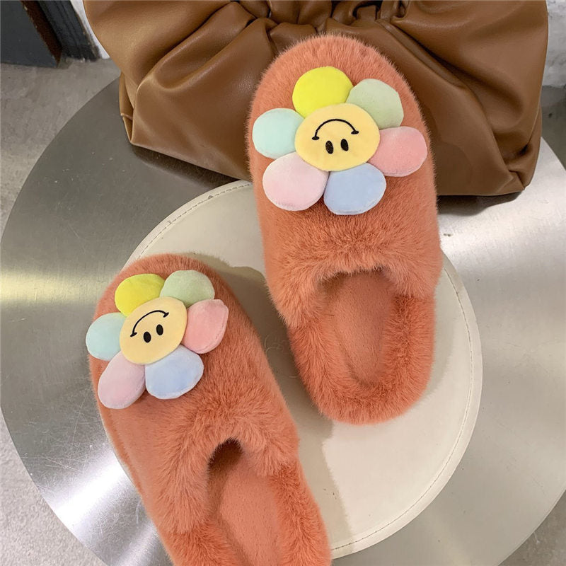 Fluffy Sunflower Slippers