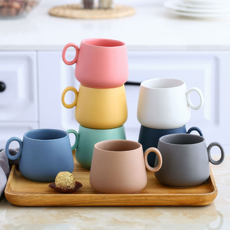 Ceramic Large Bottom Mugs in Pastels