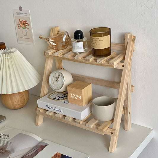 Double Layer Adjustable Wooden Bookshelf