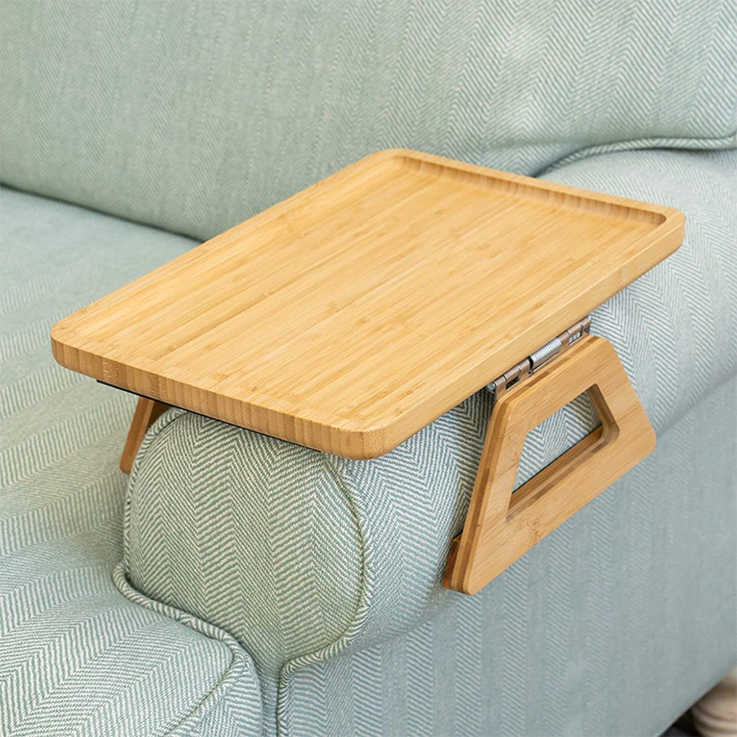 Light Wood Clip on Sofa Arm Armrest Tray